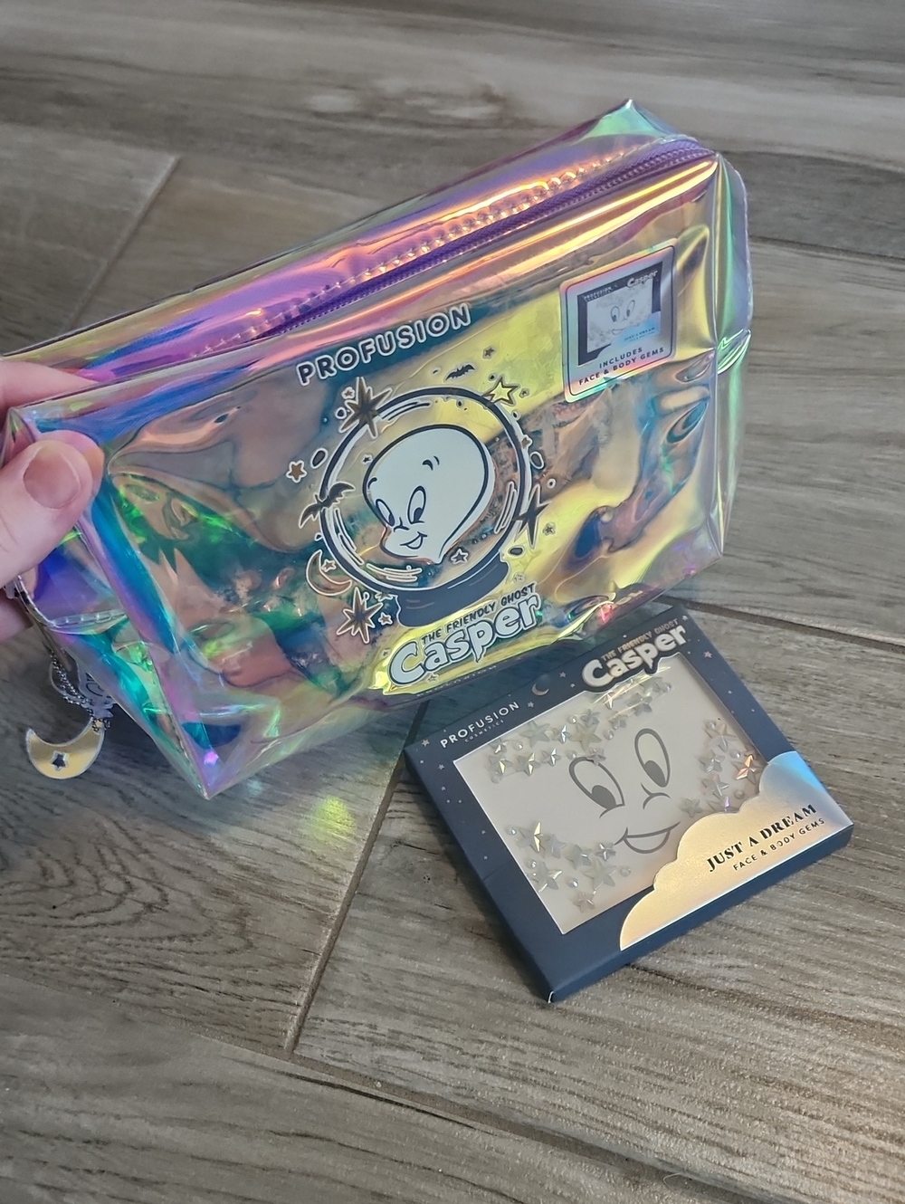 NWT Profusion Casper The Friendly Ghost Cosmetic Bag & Body Gem Bundle